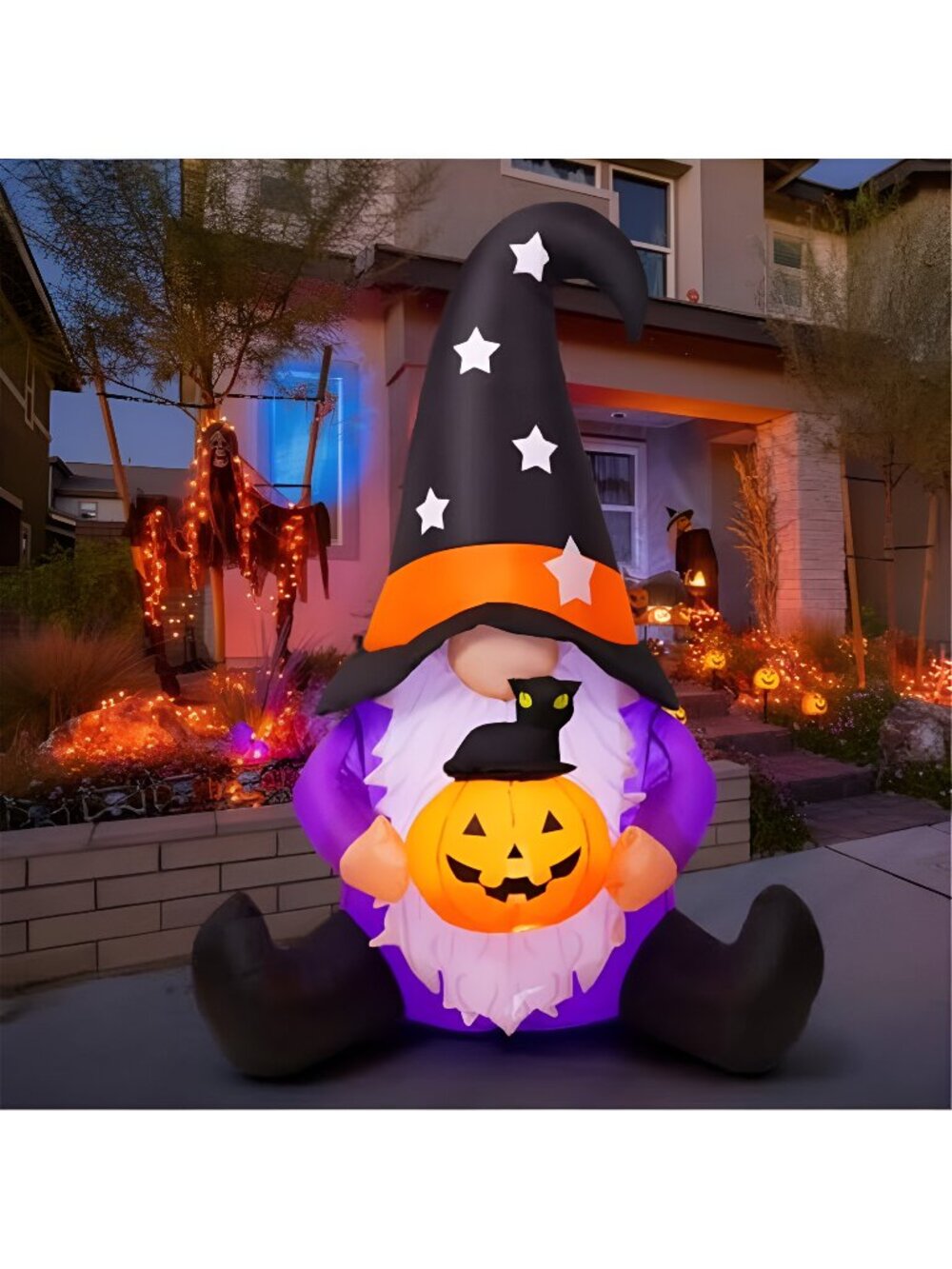 5 FT Halloween Gnomes Inflatables Outdoor Decorations, Gnome with Pumpkin